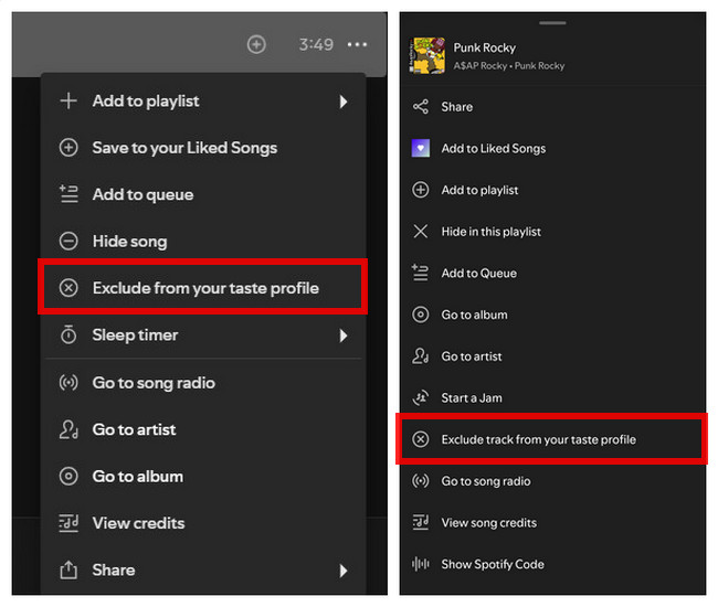 Exclude from your taste profile
